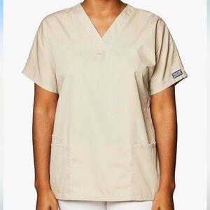 Women's Tan V-Neck Scrub Top